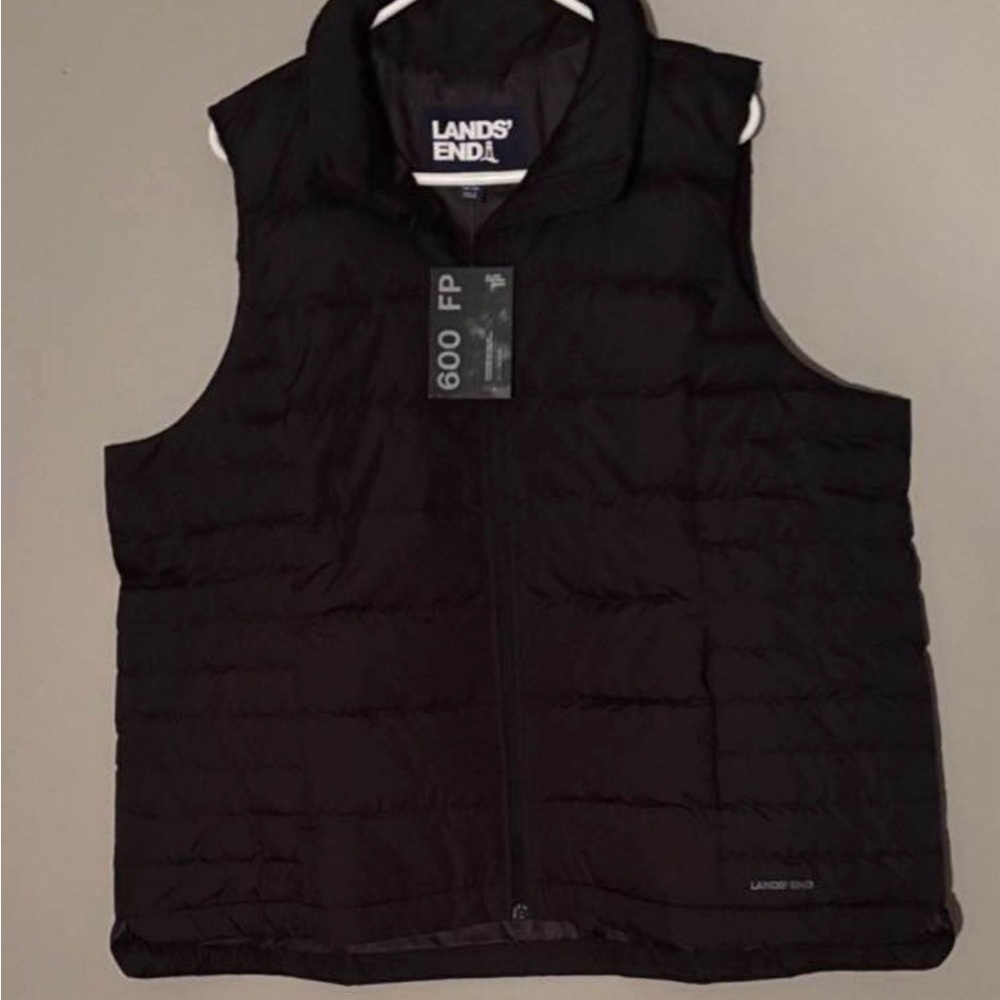 Lands' End Quilted Black Vest